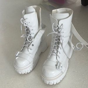 White platform boots